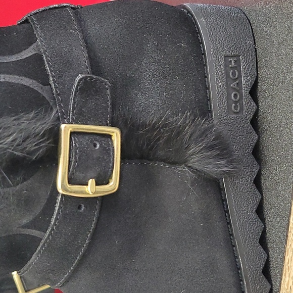 Coach DeeAnn Suede Leather w Rabbit Fur - Picture 2 of 4